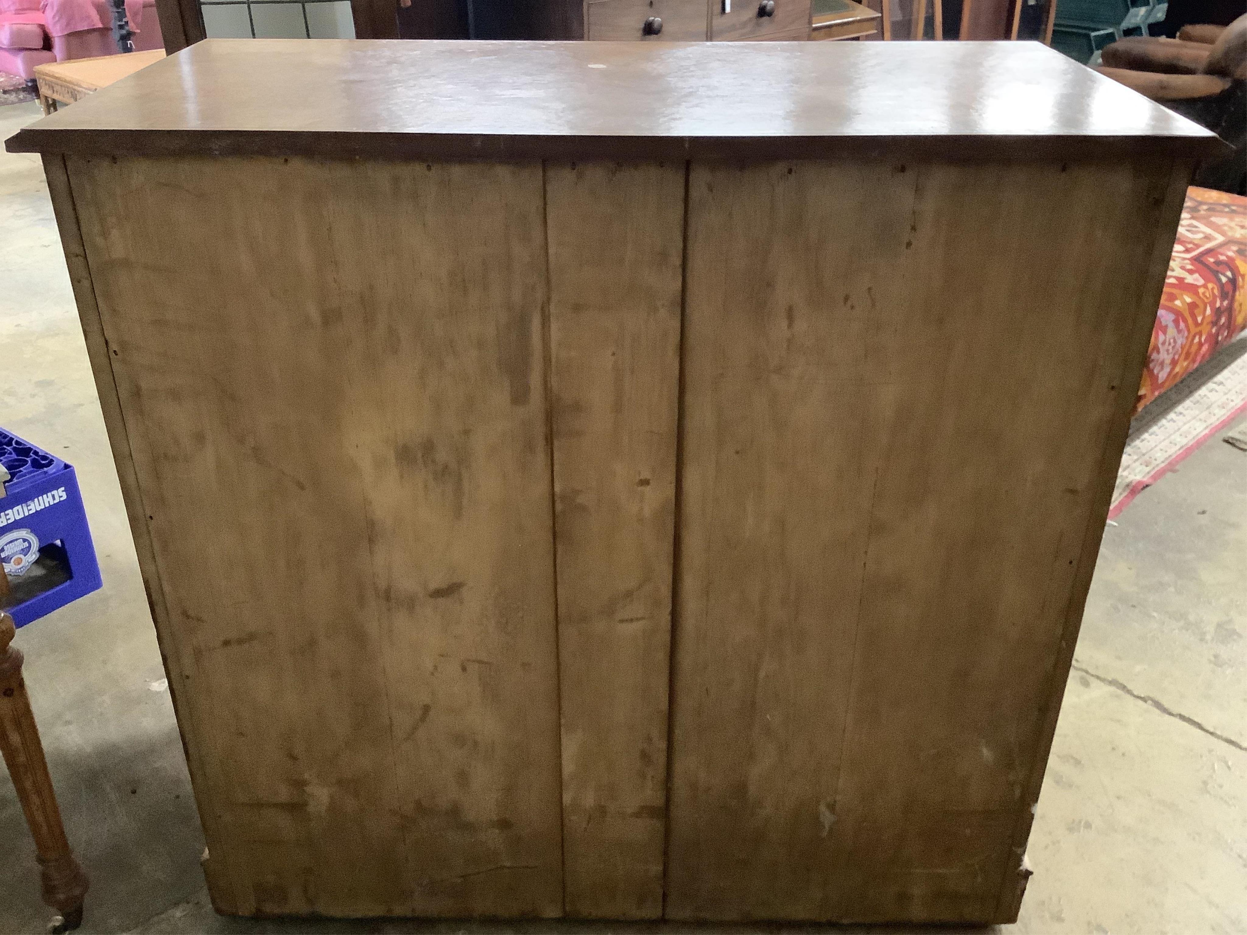 A late Victorian Gothic revival ebony inlaid, bird's eye maple bedroom suite, manner of Charles Bevan, comprising 5ft bed frame, kneehole dressing table, chest of drawers, marble top washstand, bedside cabinet, commode a